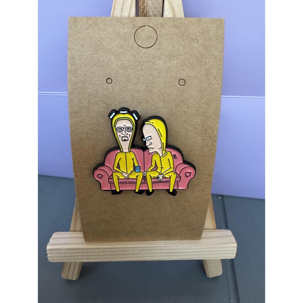 Beavis & Butt-Head Couch Yellow Hazmat Suits Enamel Lapel Pin Cartoon Badge